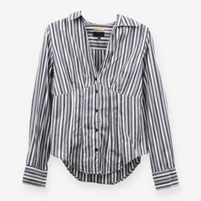 Paul Smith Grey and White Striped Long Sleeve Cors