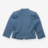 Slate Blue Collarless Tailored Blazer Jacket