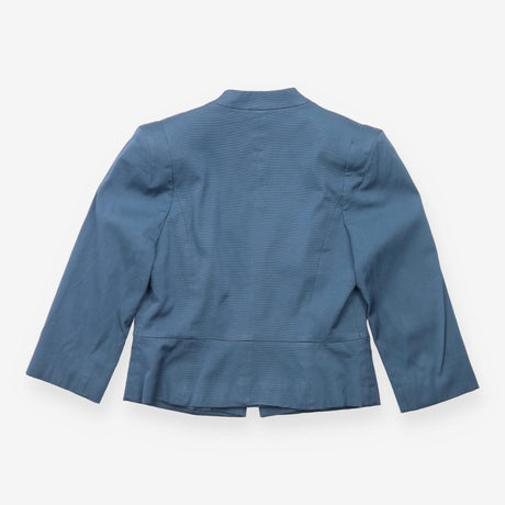 Slate Blue Collarless Tailored Blazer Jacket