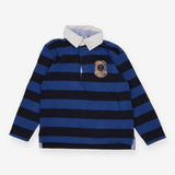 Rugby Shirt Blue Stripe Gold Logo
