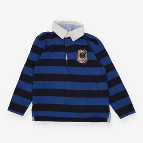 Rugby Shirt Blue Stripe Gold Logo