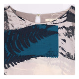 Teal Grey Botanical Fern Print Long Sl