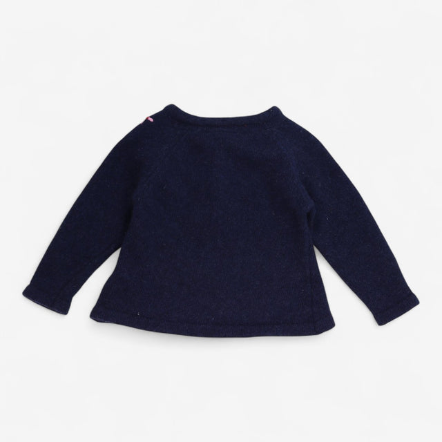 Knit cardigan navy festive robins 