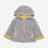 Hoodie Reversible Yellow Stripe and Ditsy Print wi