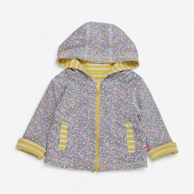 Hoodie Reversible Yellow Stripe and Ditsy Print wi