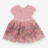 Dress Pink SS bodice floral net skirt