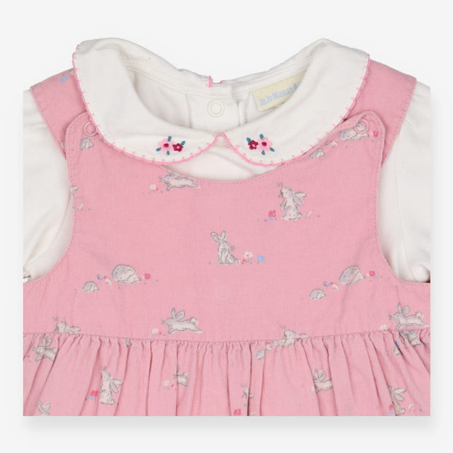 Dress pink cord hedgehog & bunny with bodysuit