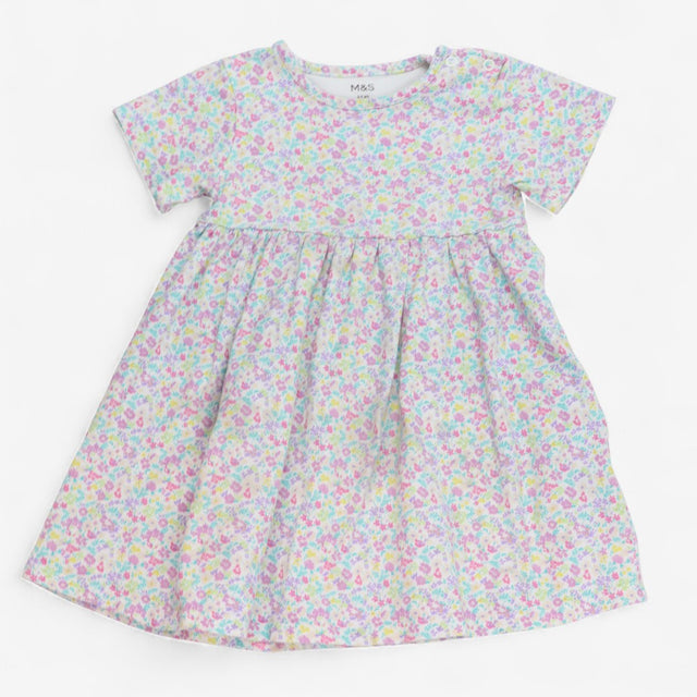 Jersey dress white ditsy floral print