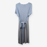 Wrap Dress Light Blue Floral Panel Tie Waist Mater