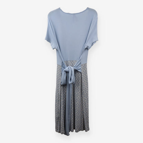 Wrap Dress Light Blue Floral Panel Tie Waist Mater