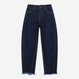 Dark Indigo Blue High Waist 5 Pocket Raw Hem Barre