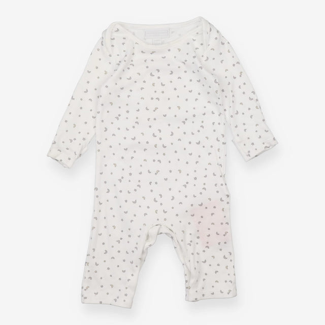 Footless sleepsuit white half moons and stars