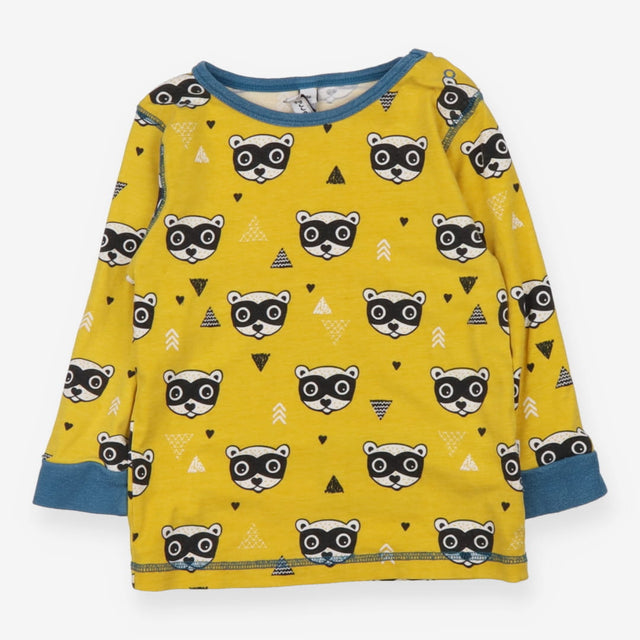 T-shirt long sleeve yellow with bandit raccoon 