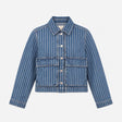 Jacket Blue Striped Denim Utility Button Up