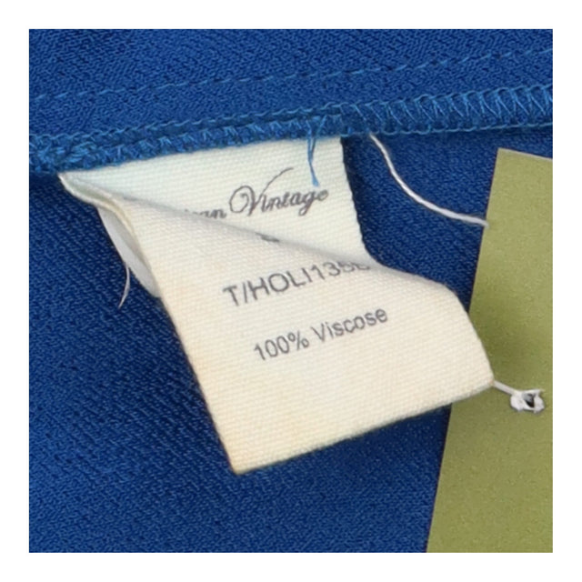 Top Blue Scoop Neck Long Sleeve Soft Lightweight C