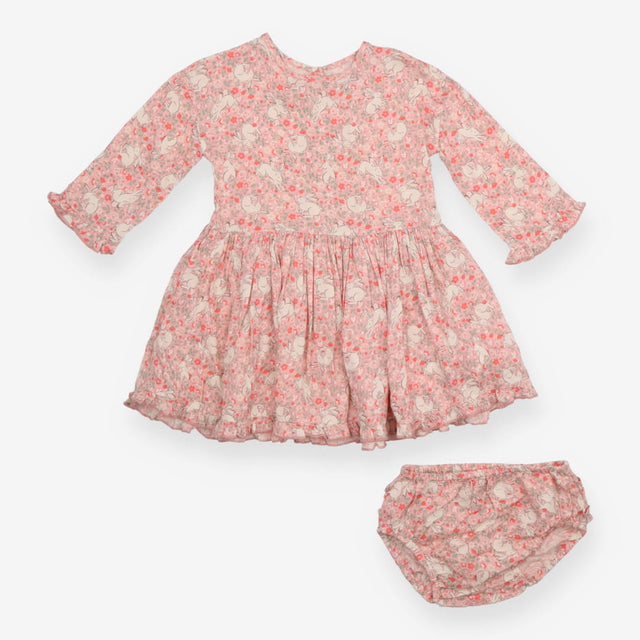 Pink Dress Bunnies and Florals with Bloomers