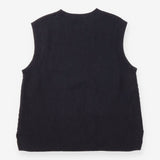 Sweater Vest Dark Grey Ribbed Cotton Wool Knit
