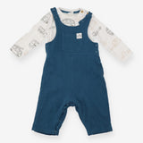 Outfit teal jersey dungarees cream sweater cars