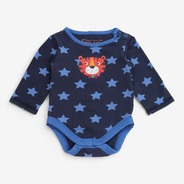 Bodysuit Navy Long Sleeve with Stars and Tiger Fac