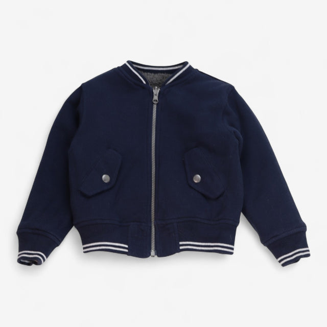 Bomber Jacket Reversible Grey Teddy and Navy