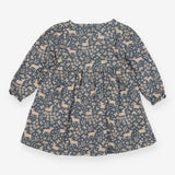 Dress Long Sleeve Blue Deer Print