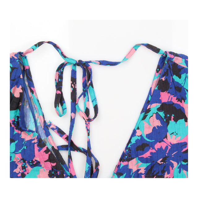 Midi Dress Floral Printed V Neck Tie Back