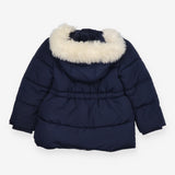 Puffer Coat Navy with White faux Fur Hood 