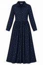 Shirt Dress Navy with Gold Star Print