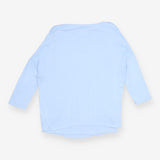 Draped Top Pale Blue Cowl Neck Three Quarter Sleev