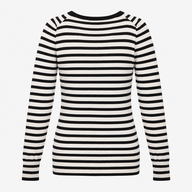 Striped Jumper Off White Black Cotton Cashmere