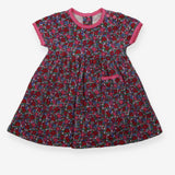 Dress SS jersey pink red floral pink edging pocket