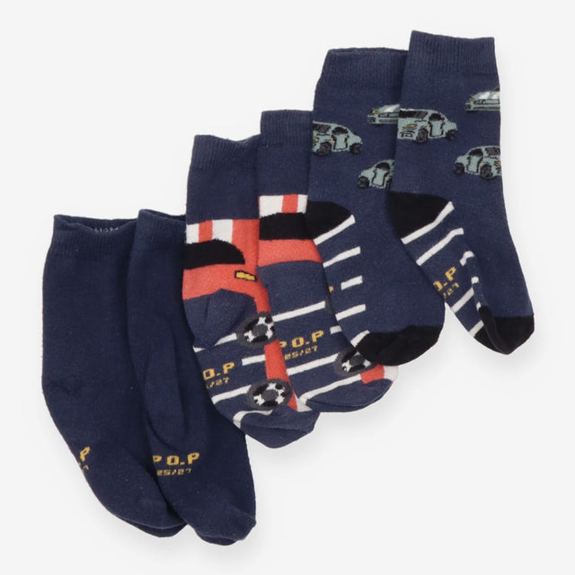 Socks 3 pairs cars blue