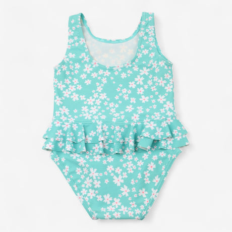 Swimsuit Green Floral Frill