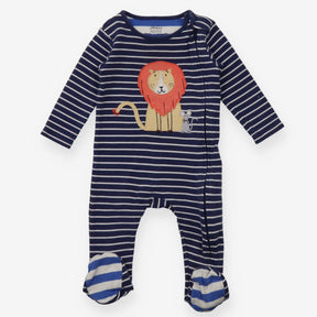 Blue Striped Lion and Mouse Sleepsuit 