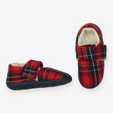 Slippers red and navy tartan