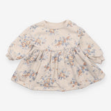 Beige sweater dress with blue floral print
