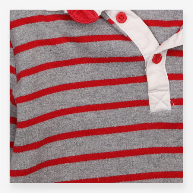 Grey and Red Striped Reindeer Long Sleeve