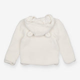 Cream Knit Hooded Cardigan with Star Lining
