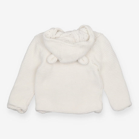 Cream Knit Hooded Cardigan with Star Lining