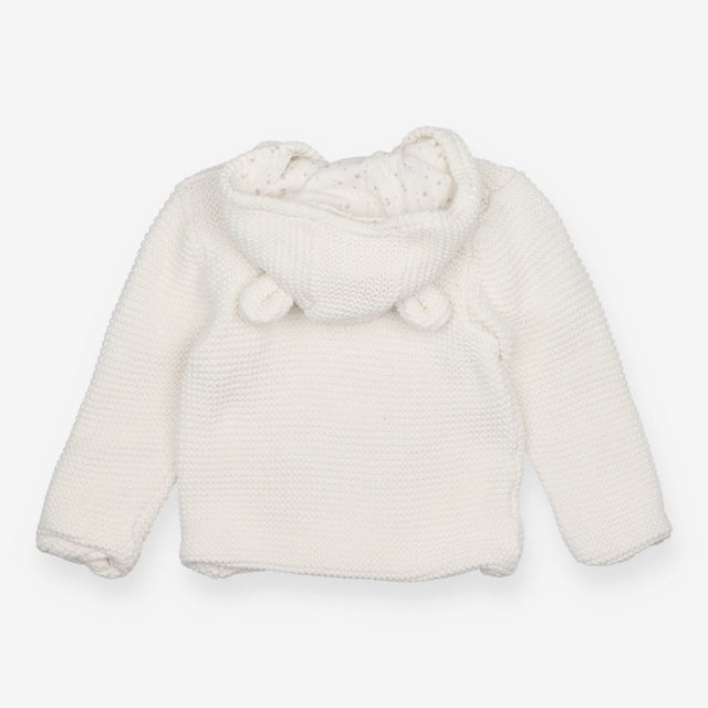 Cream Knit Hooded Cardigan with Star Lining