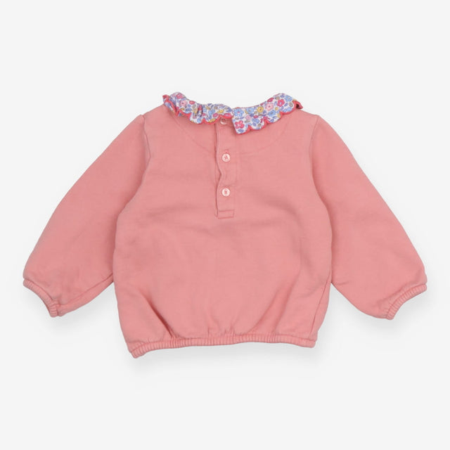 Sweater Peachy Pink Ditsy Collar with Ditsy Bunny