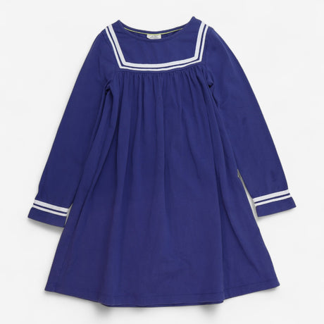 Dress navy jersey long sleeve white collar sleeve 