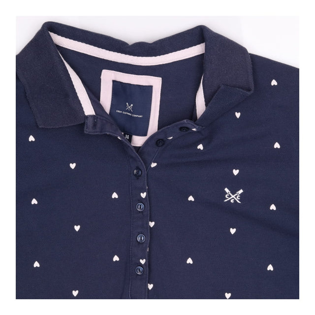 Navy Heart-Print Cotton Polo Shirt