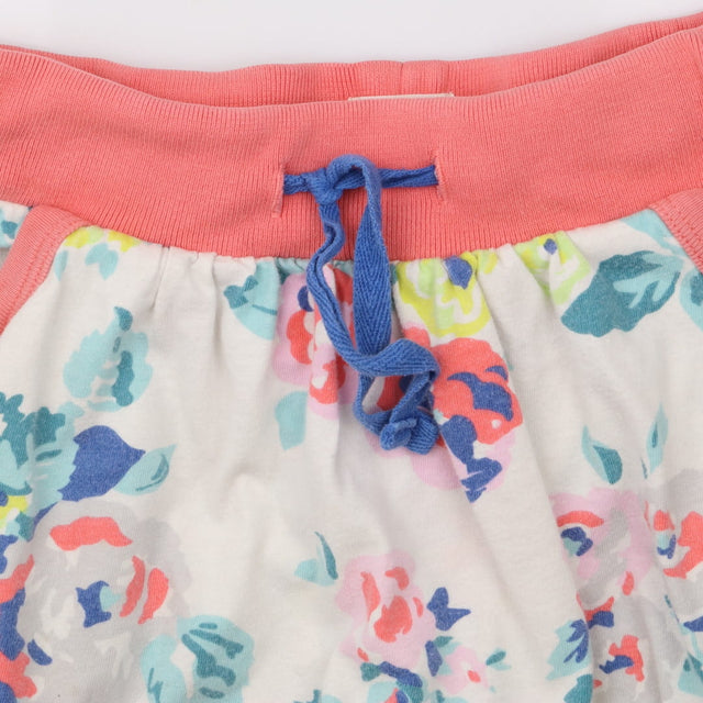White floral skort with coral waistband