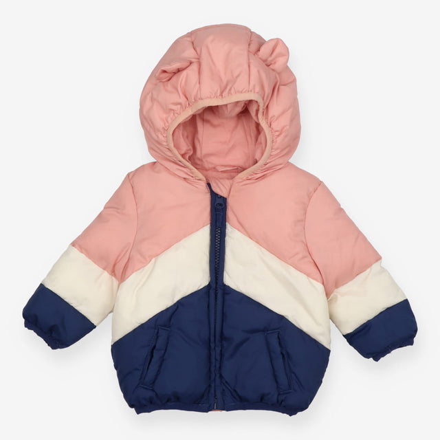 Coat puffer pink navy ears