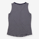 Sleeveless Henley Top Stripe Jersey Navy White