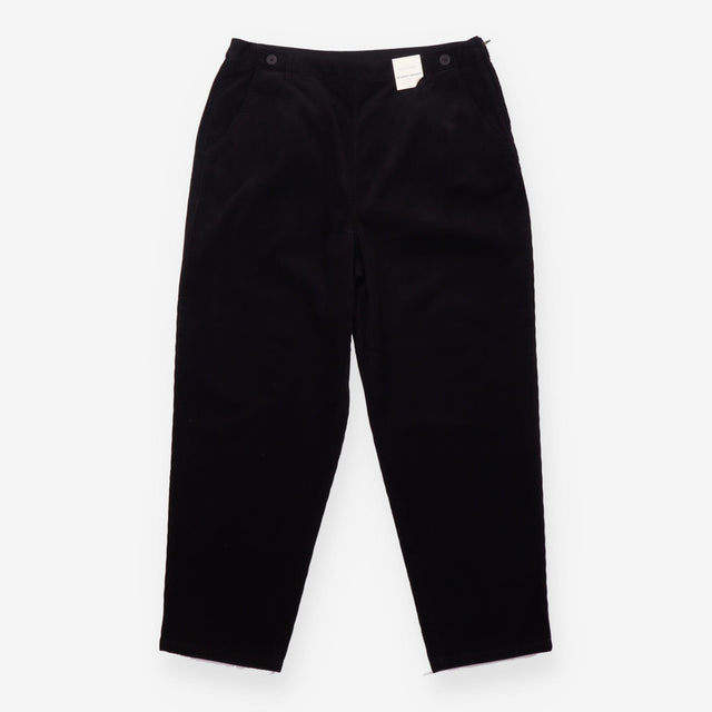 Trousers Black Corduroy Relaxed Tapered Cropped