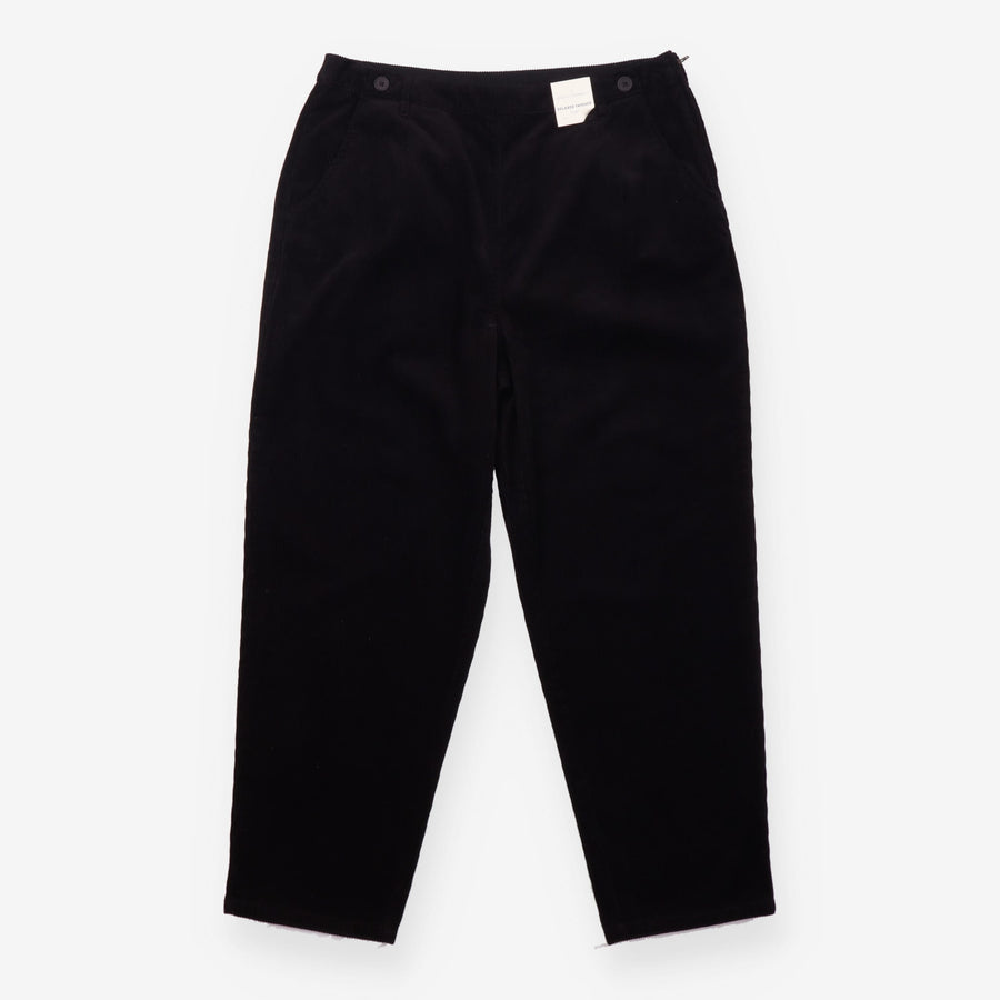Trousers Black Corduroy Relaxed Tapered Cropped