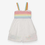 Playsuit White Woven - Rainbow Smock