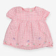 Pink Gingham Dress with Butterflies